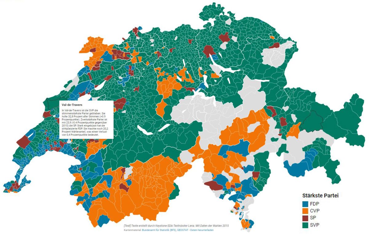 Keystone-ATS / Lena, exemple avec données des élections 2015
