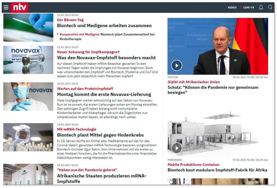 Screenshot n-tv.de vom 7. März 2022 Screenshot n-tv.de vom 7. März 2022