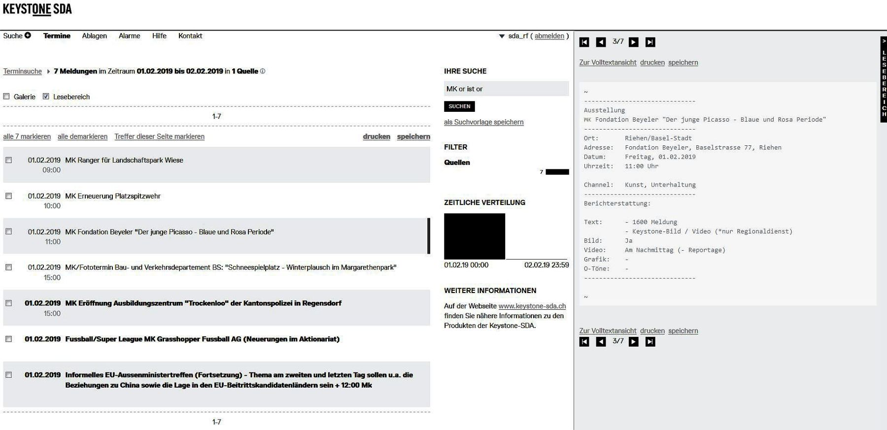 Screenshot: direct.keystone-ats.ch