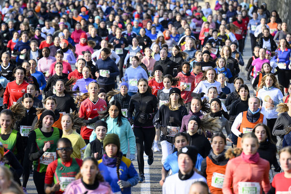 competes at the women's elite categorie during the 45th Escalade Race (Course de l'Esacalde) in Geneva, Switzerland, Sunday, December 3, 2023. The sporting athletics event, with over 53,805 people registered for this year's edition, takes place in the old town of Geneva on 02 and 03 December 2023. 