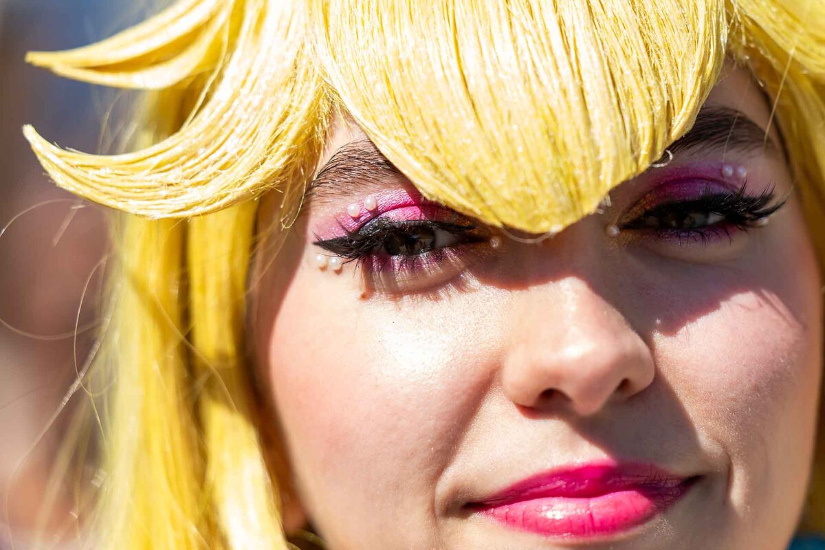 A visitor dressed as manga character is pictured during the 20th edition Polymanga, at Beaulieu in Lausanne, Switzerland, Saturday, April 4, 2026. Polymanga is a biggest Swiss comics and manga culture happening featuring Manga comics, videos, games and Japanese culture.