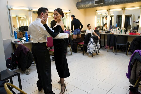 Nair Schinca and Nicolas Schell practice before competing in the stage category at the Tango World Championship in Buenos Aires, Argentina, Wednesday, Sept. 2, 2026.
