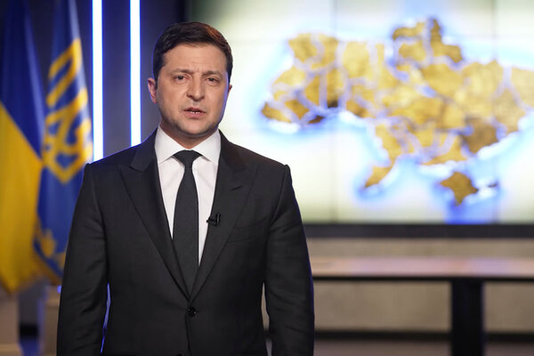 In this handout photo taken from video provided by the Ukrainian Presidential Press Office, Ukrainian President Volodymyr Zelenskyy addresses the nation in Kyiv, Ukraine,